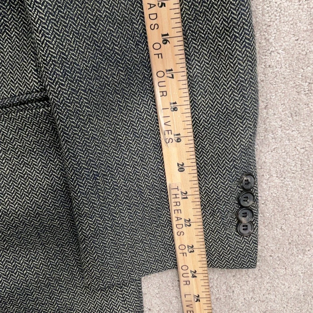 Hugo Boss Blazer Men 40R Navy Khaki Herringbone‎ Einstein Lambswool Sport Coat